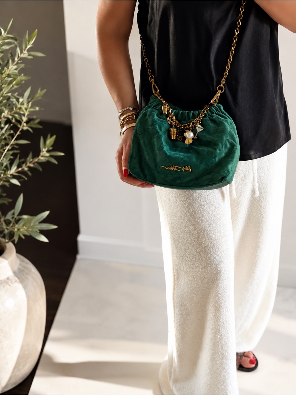 Betsey Johnson Emerald Green Charm Bag